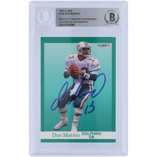 Dan Marino Miami Dolphins Autographed 1991 Fleer 124 Beckett Fanatics Witnessed Authenticated Card - The Ballers Bank