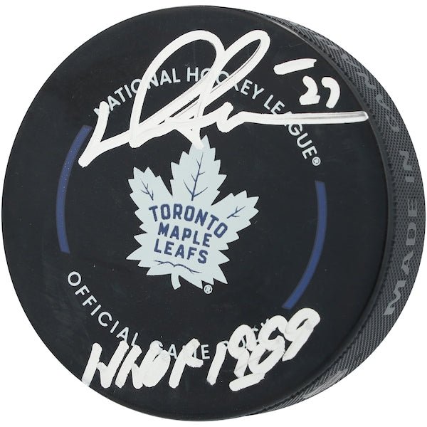 Darryl Sittler Toronto Maple Leafs Autographed Fanatics Authentic Official Game Puck with "HHOF 1989" Inscription - The Ballers Bank