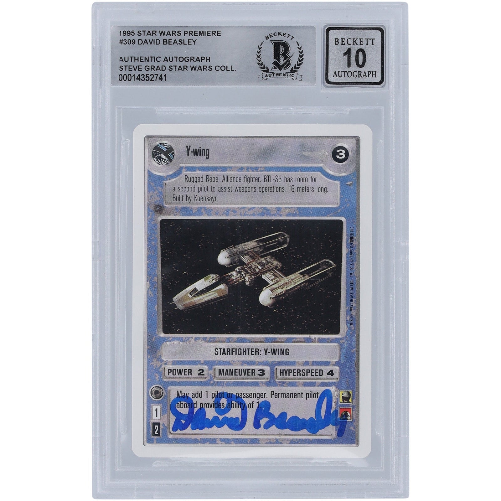David Beasley Star Wars Autographed 1995 CCG Premiere 309 BGS Authenticated 10 Card - The Ballers Bank
