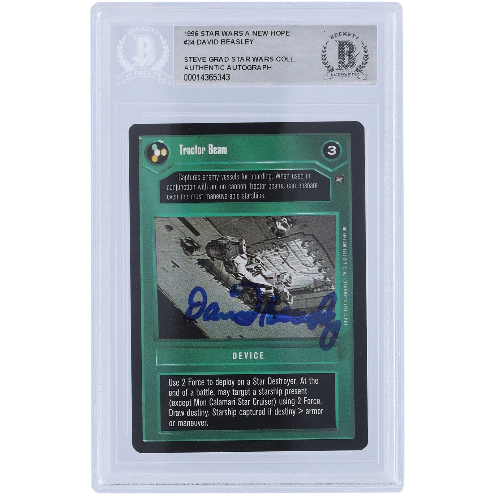 David Beasley Star Wars Autographed 1996 CCG A New Hope 34 BAS Authenticated Card - The Ballers Bank