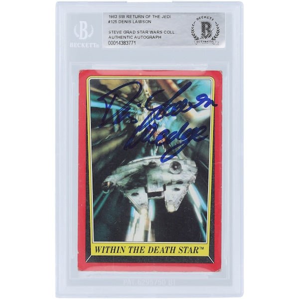 Denis Lawson Star Wars Autographed 1983 Topps Return of the Jedi 125 BAS Authenticated Card with "Wedge" Inscription - The Ballers Bank