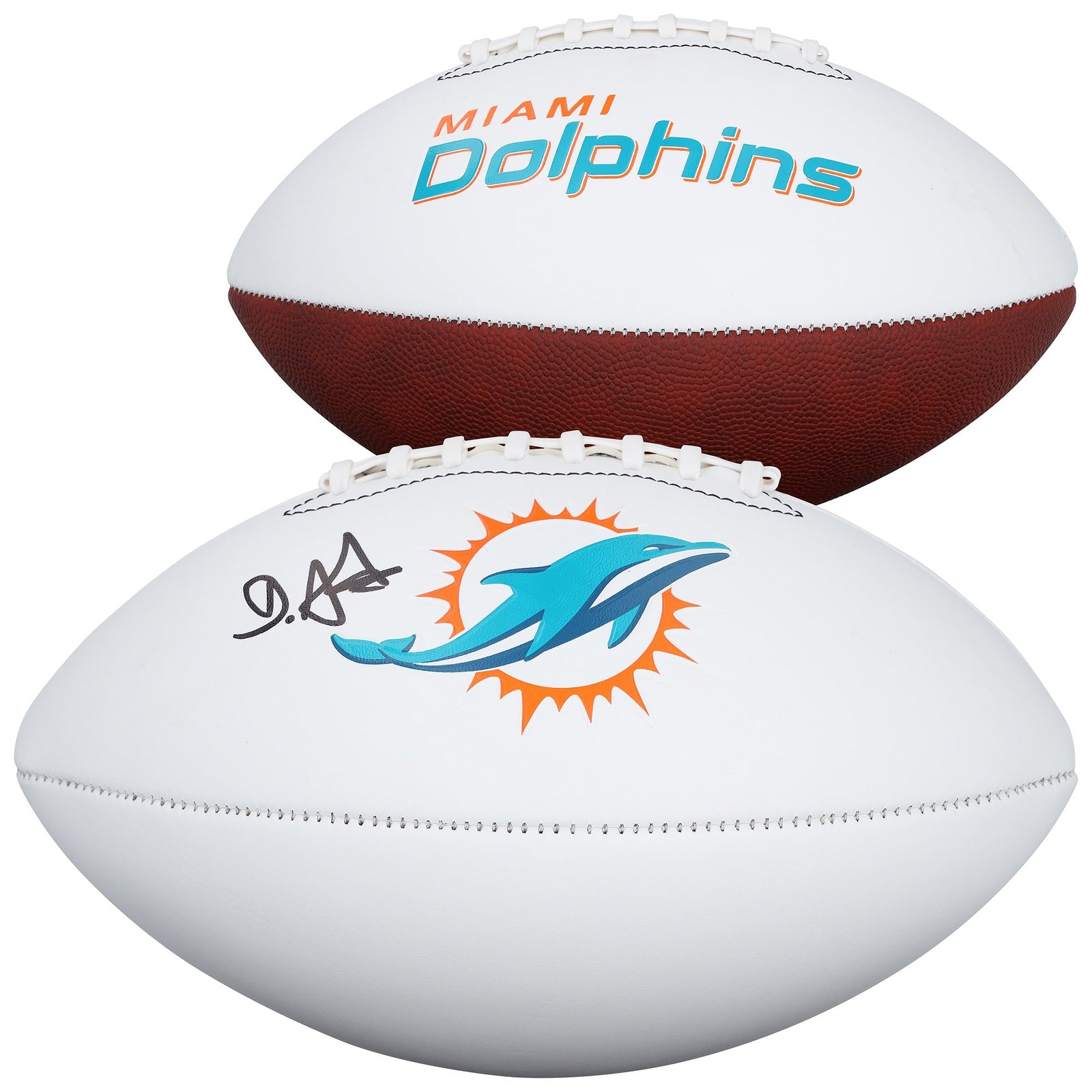 De’Von Achane Miami Dolphins Autographed Fanatics Authentic Franklin White Panel Football - The Ballers Bank