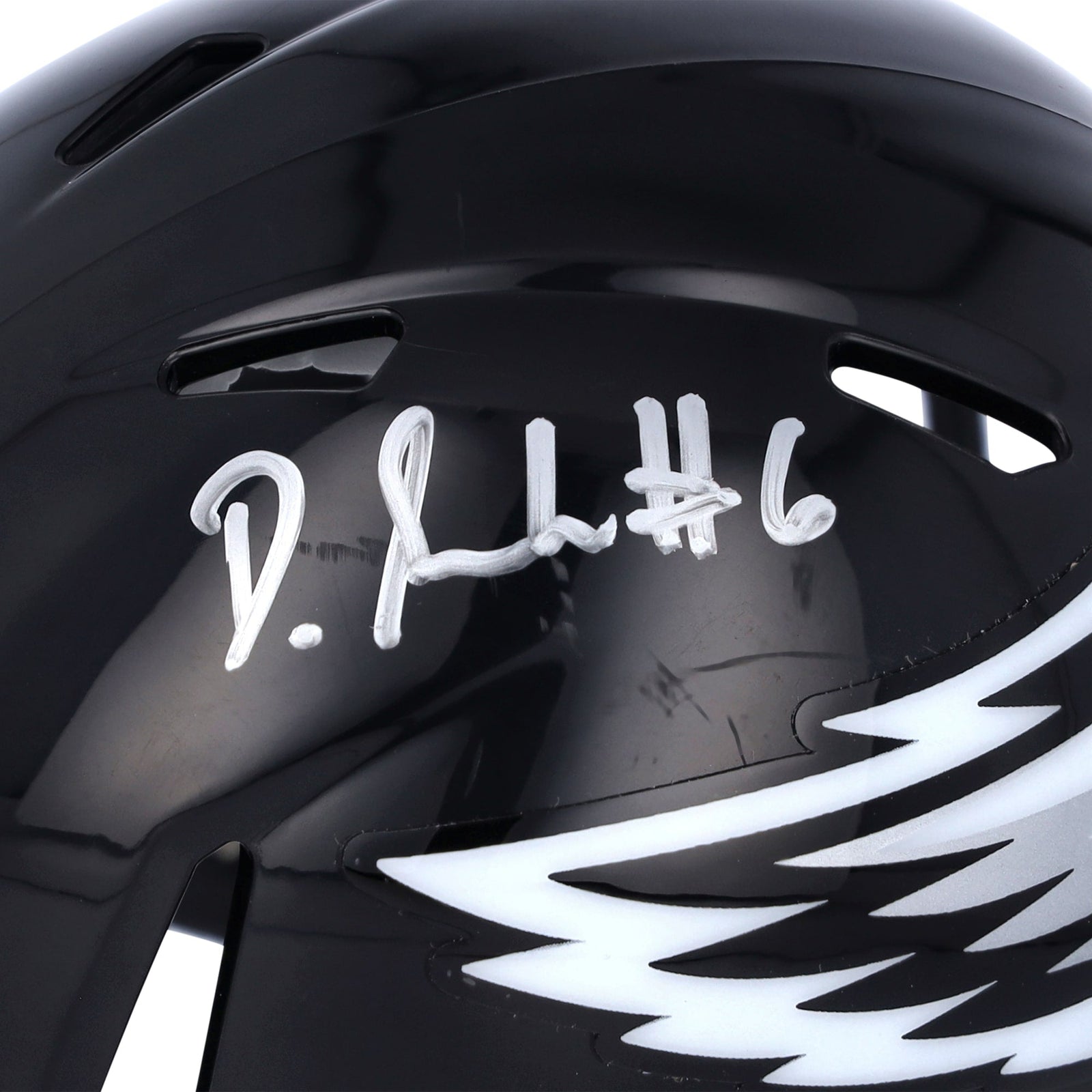 DeVonta Smith Philadelphia Eagles Autographed Fanatics Authentic Riddell 2022 Alternate Speed Mini Helmet - The Ballers Bank