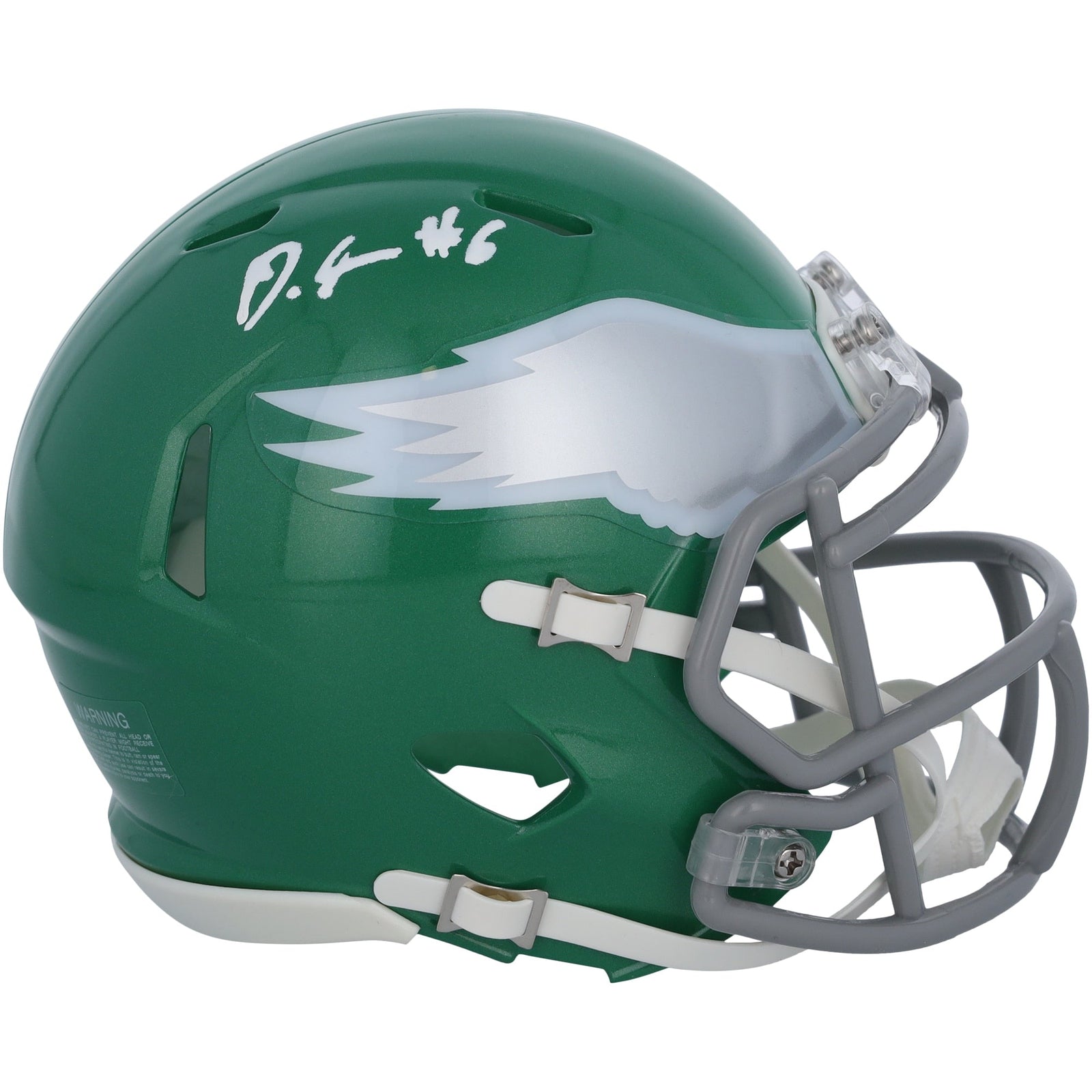 DeVonta Smith Philadelphia Eagles Autographed Fanatics Authentic Riddell Alternate Kelly Green Speed Mini Helmet - The Ballers Bank