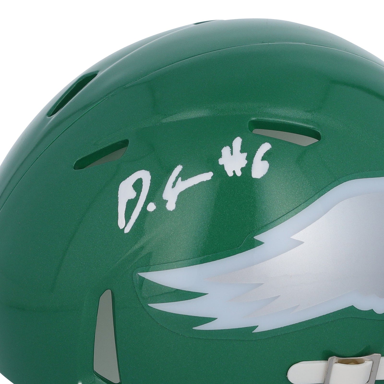 DeVonta Smith Philadelphia Eagles Autographed Fanatics Authentic Riddell Alternate Kelly Green Speed Mini Helmet - The Ballers Bank