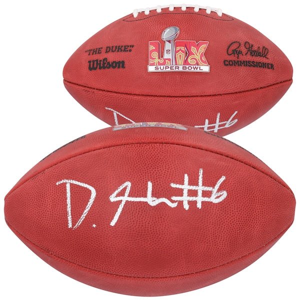 DeVonta Smith Philadelphia Eagles Autographed Fanatics Authentic Super Bowl LIX Wilson Duke Football - The Ballers Bank