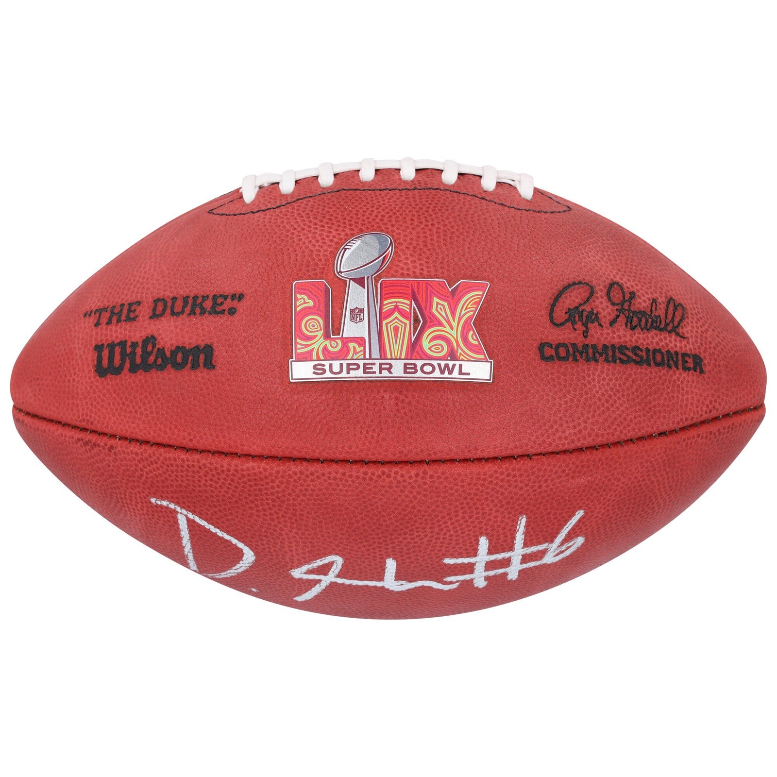 DeVonta Smith Philadelphia Eagles Autographed Fanatics Authentic Super Bowl LIX Wilson Duke Football - The Ballers Bank