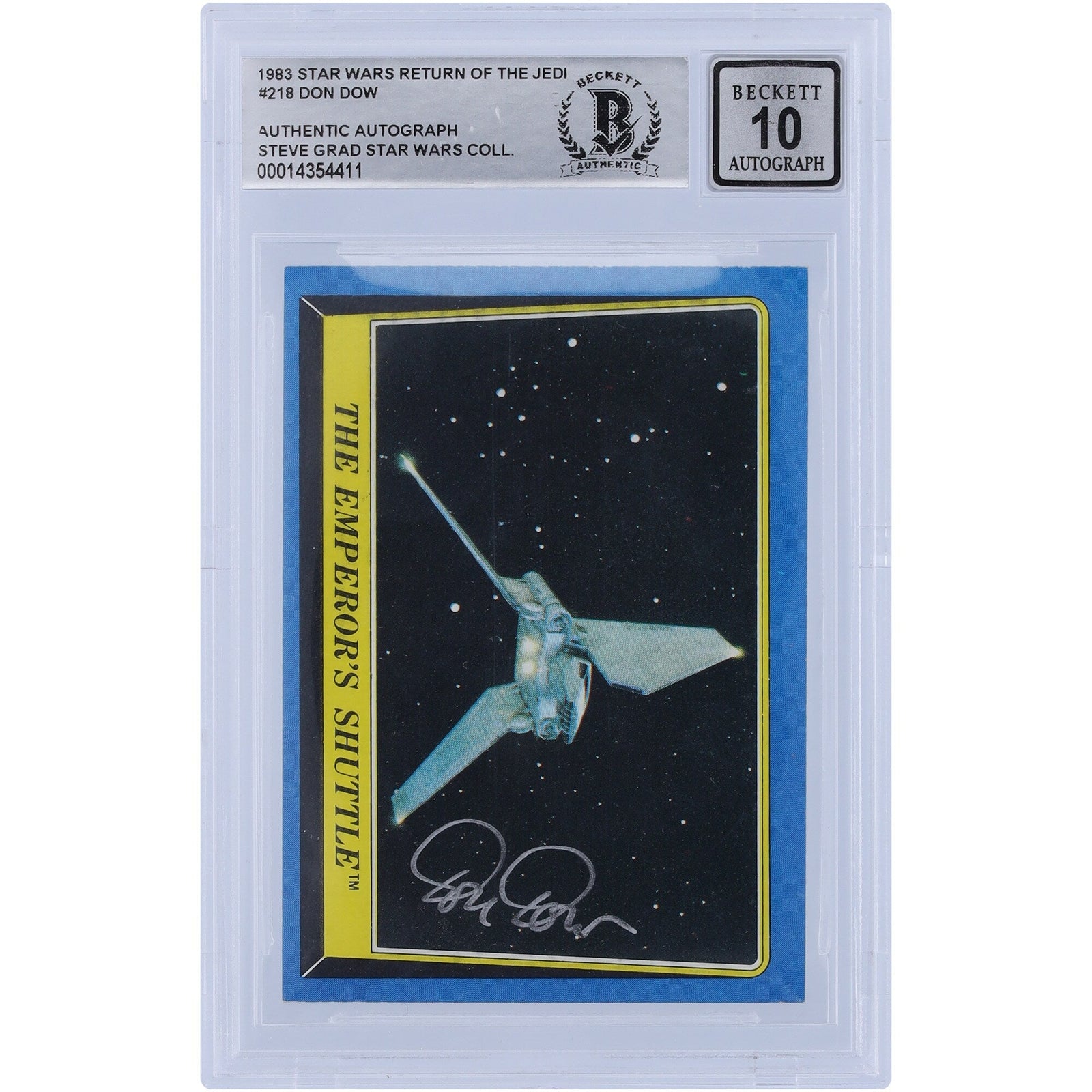 Don Dow Star Wars Autographed 1983 Topps Return of the Jedi 218 BGS Authenticated 10 Card - The Ballers Bank