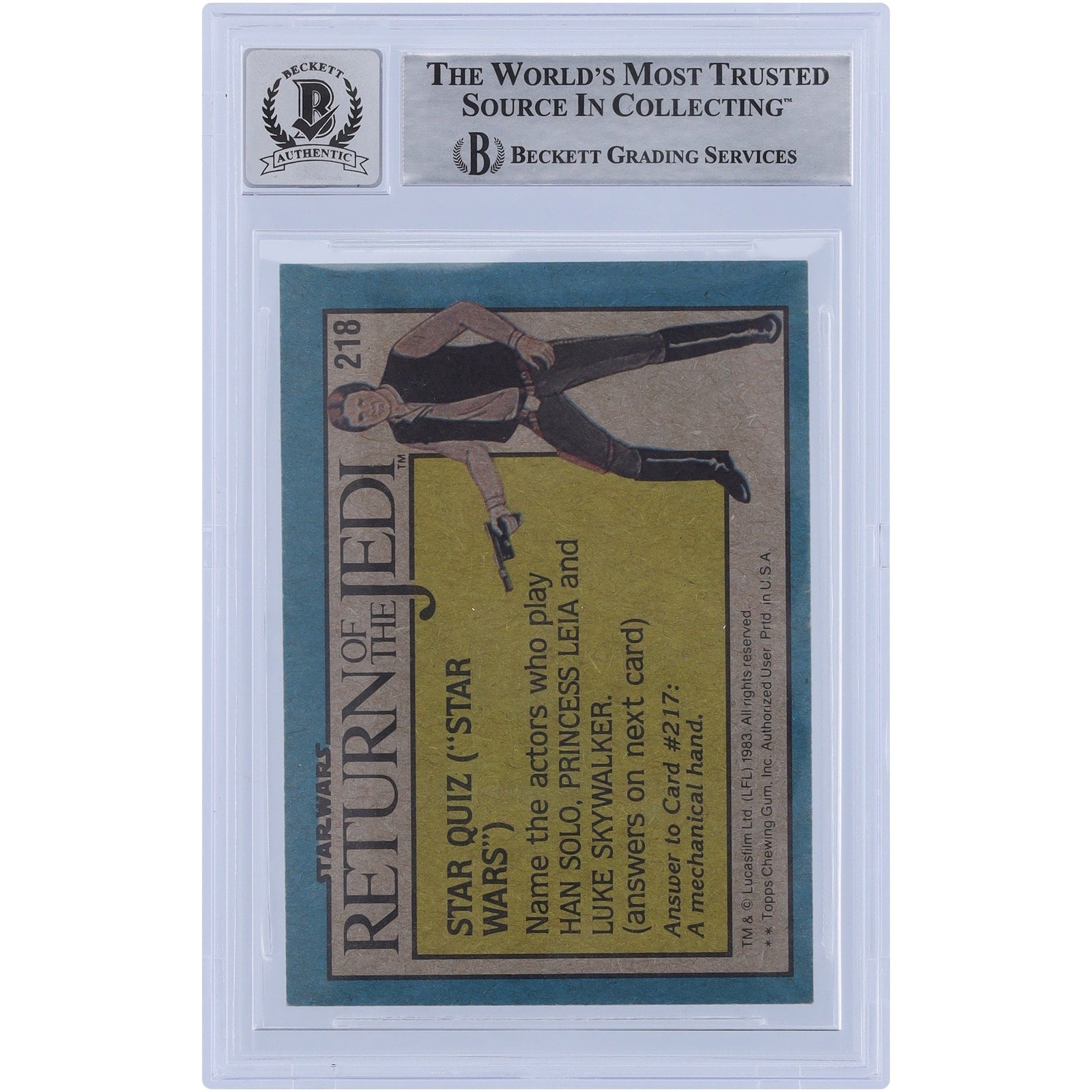 Don Dow Star Wars Autographed 1983 Topps Return of the Jedi 218 BGS Authenticated 10 Card - The Ballers Bank