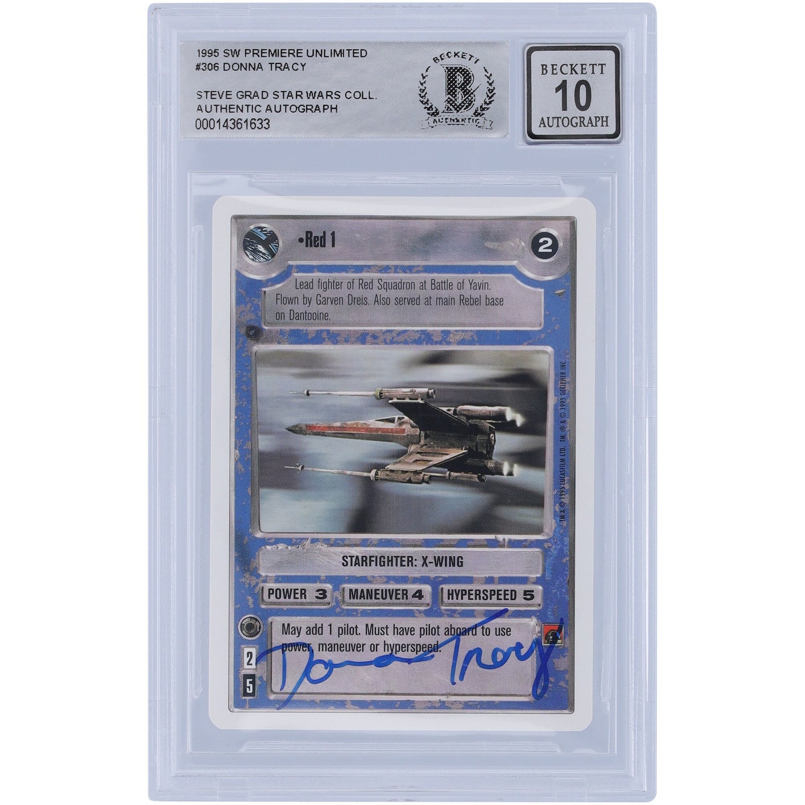 Donna Tracy Star Wars Autographed 1995 Star Wars CCG 306 BAS Authenticated 10 Card - The Ballers Bank