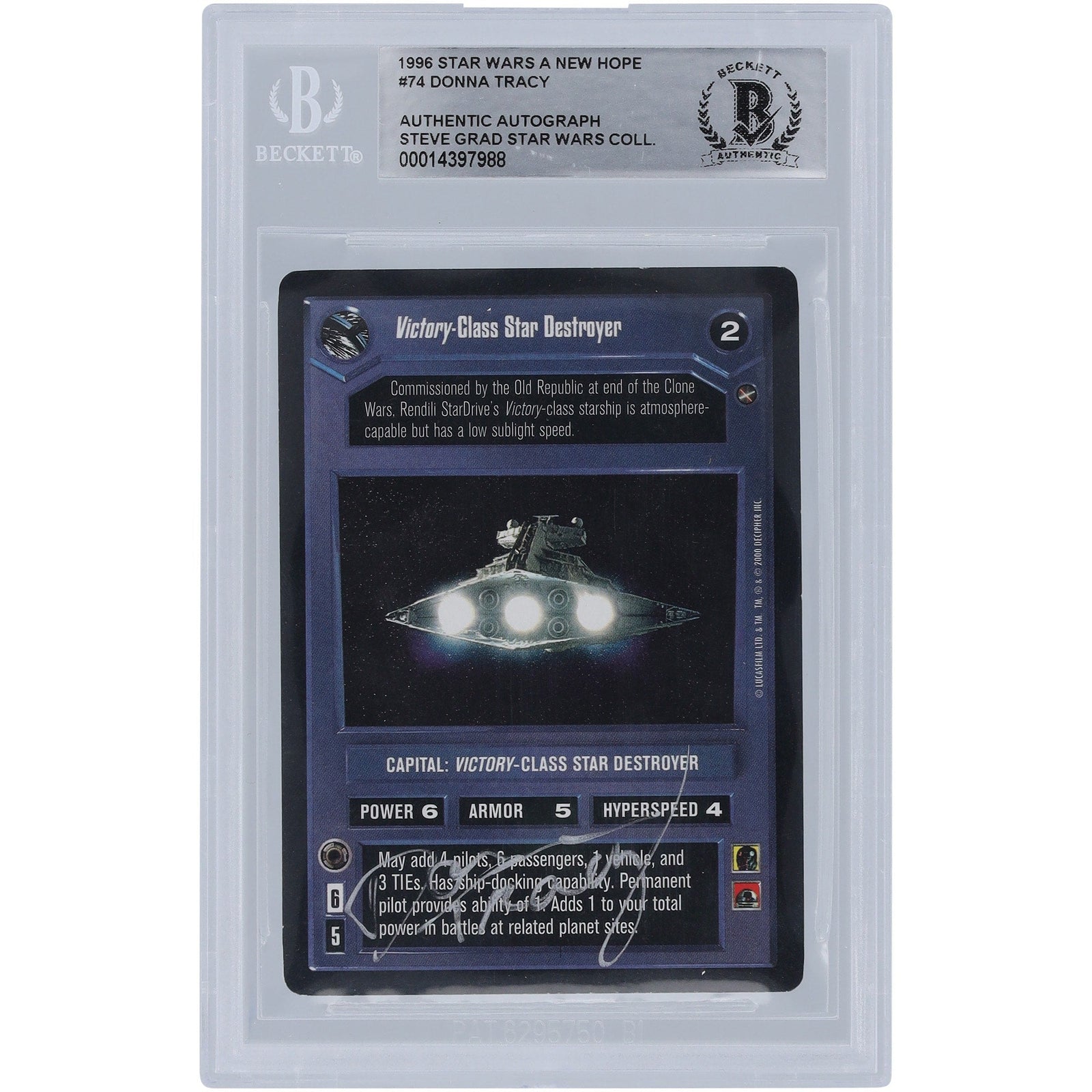 Donna Tracy Star Wars Autographed 1996 CCG A New Hope 74 BGS Authenticated Card - The Ballers Bank