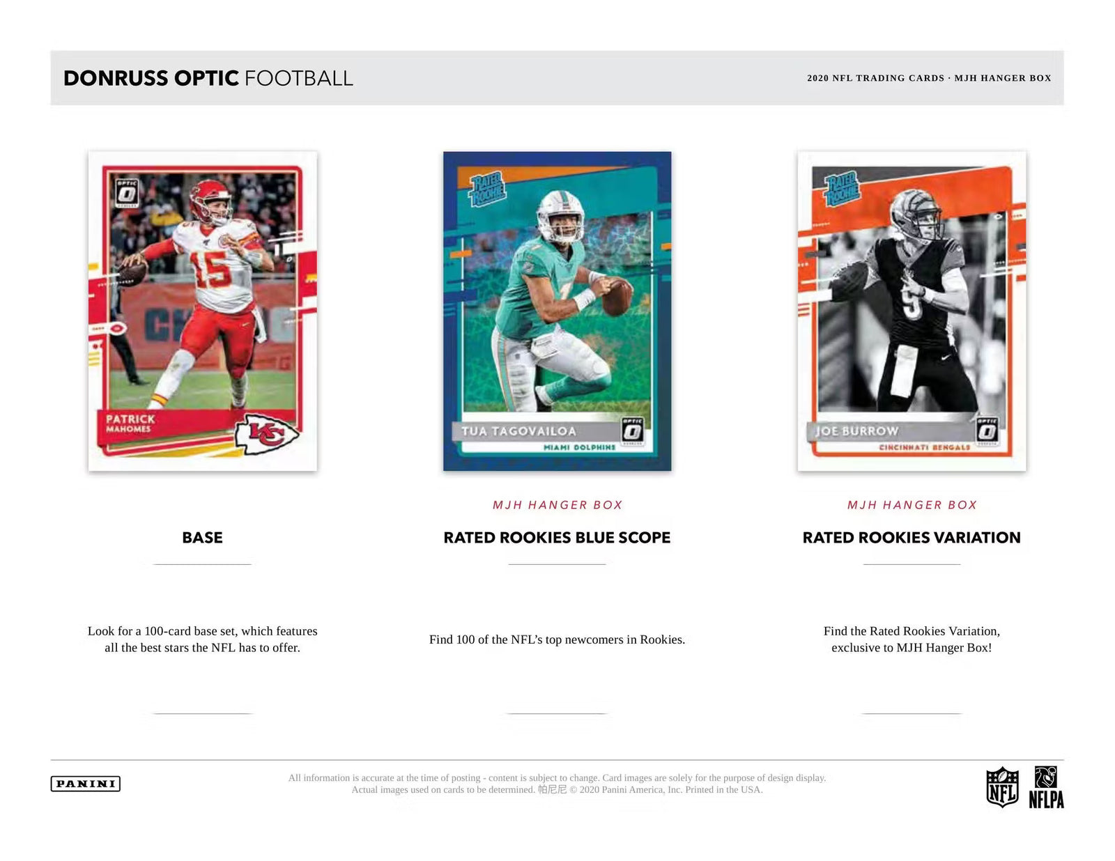 2020 Panini Donruss Optic Football Hanger Trading Cards