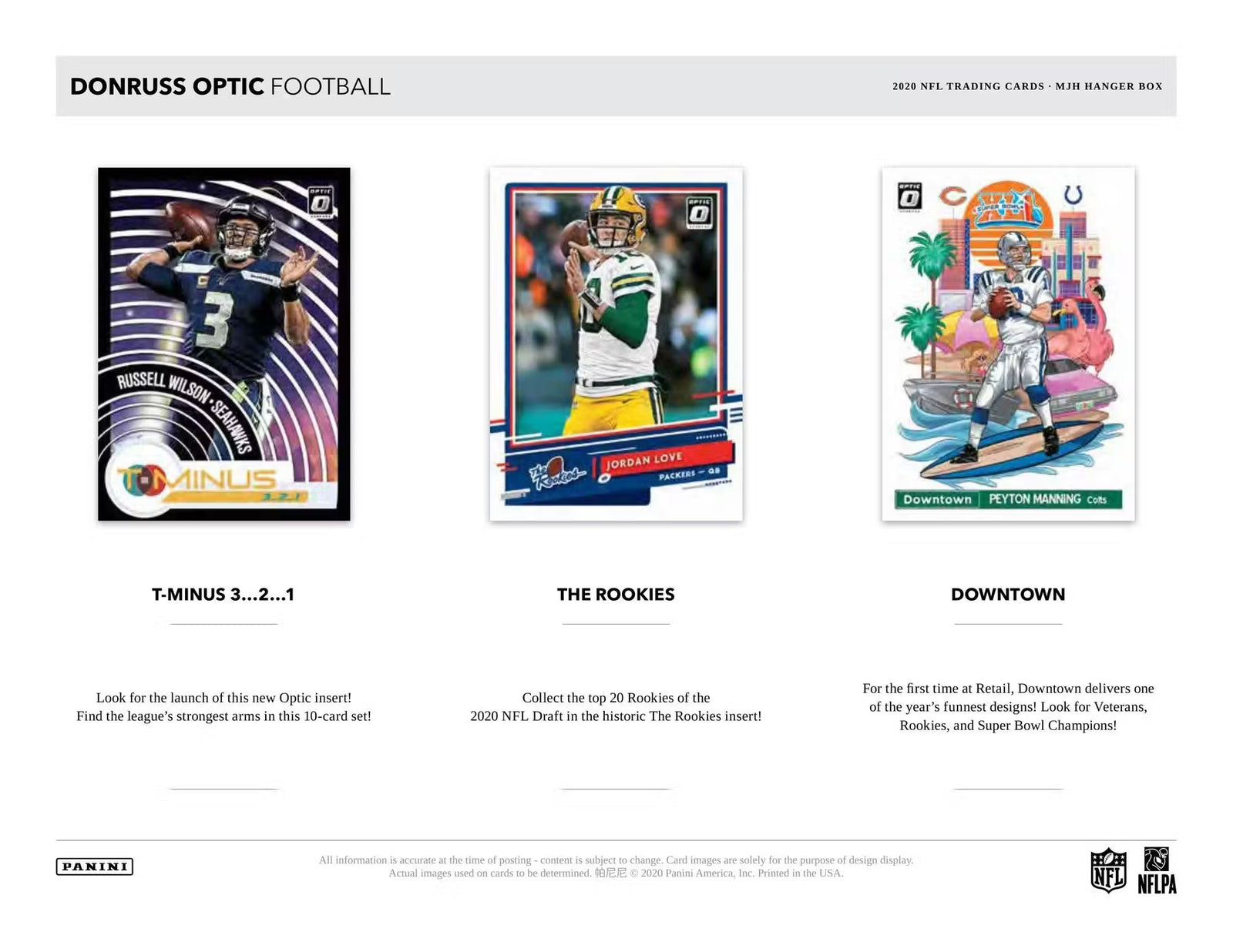 2020 Panini Donruss Optic Football Hanger Trading Cards