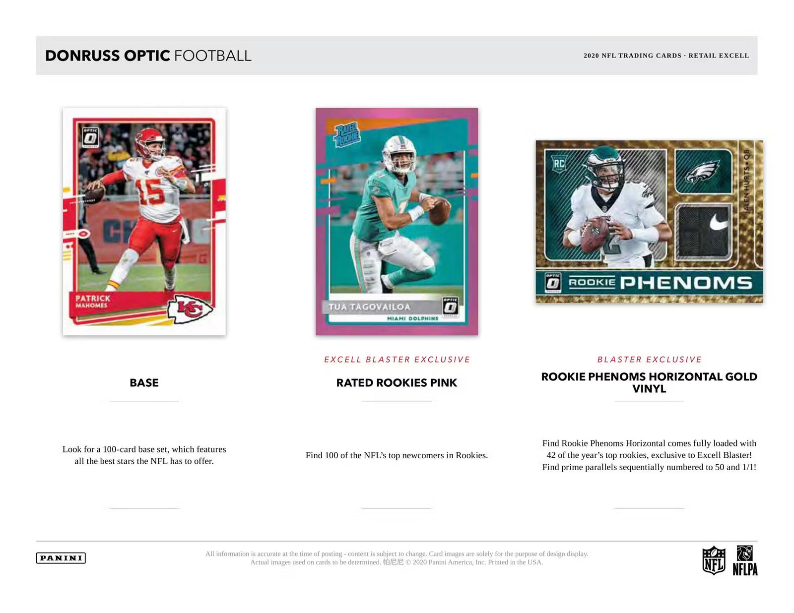 2020 Panini Donruss Optic Football Mega Blue Hyper Trading Cards