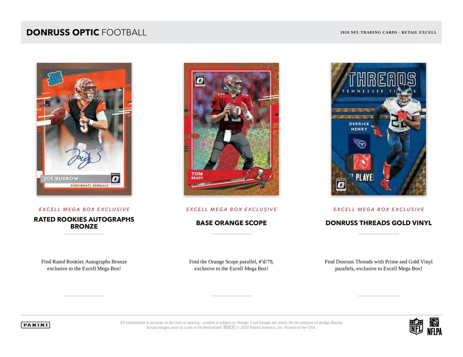 2020 Panini Donruss Optic Football Mega Blue Hyper Trading Cards