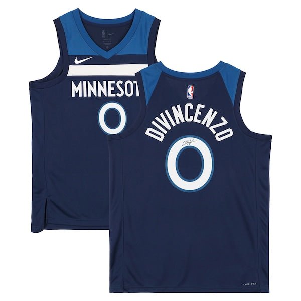 Donte DiVincenzo Minnesota Timberwolves Autographed Fanatics Authentic Navy Nike Icon Edition Swingman Jersey - The Ballers Bank