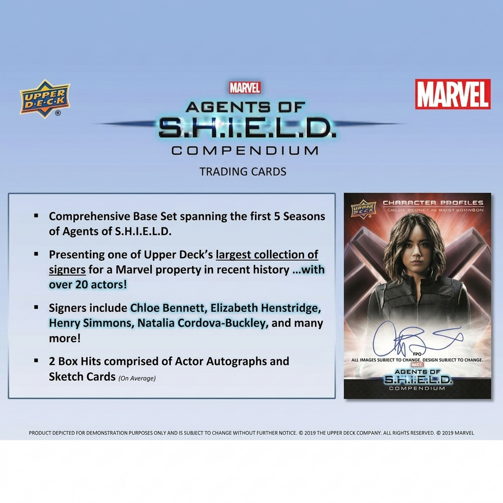 2019 Upper Deck Marvel Agents of S H I E L D Compendium Hobby Box (Ships Sealed Only)
