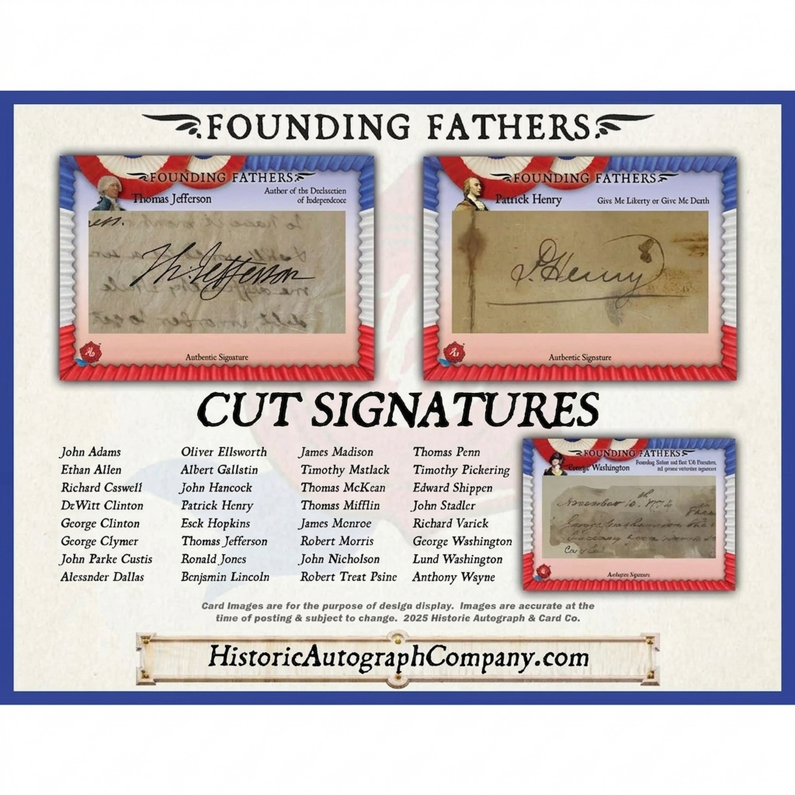 2025 Historic Autographs Founding Fathers Trading Cards Hobby Box (Ships Sealed Only)