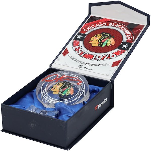 Duncan Keith Chicago Blackhawks Autographed Fanatics Authentic Crystal Puck - Filled with Ice from the 2023 - 24 Season - The Ballers Bank