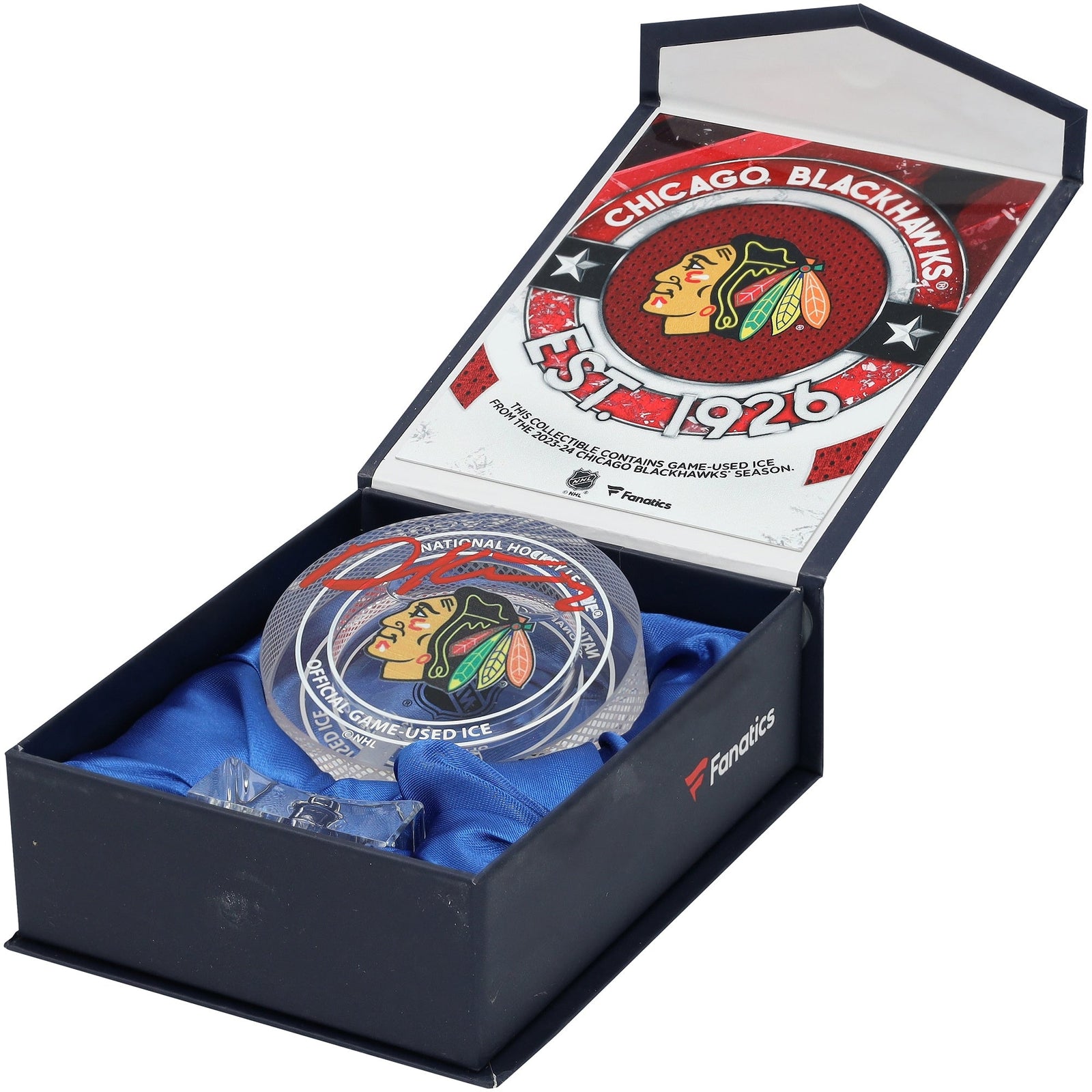 Duncan Keith Chicago Blackhawks Autographed Fanatics Authentic Crystal Puck - Filled with Ice from the 2023 - 24 Season - The Ballers Bank