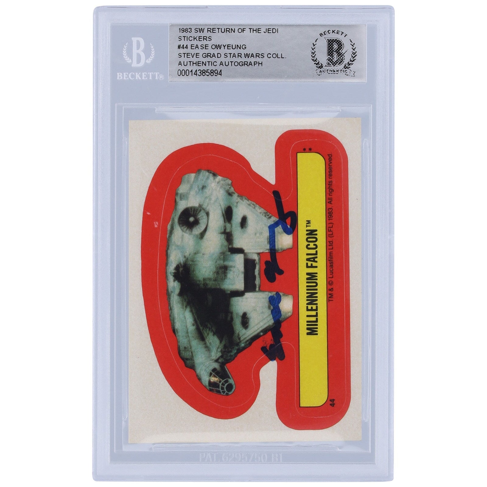 Ease Owyeung Star Wars Autographed 1983 Topps Return of the Jedi Sticker 44 BAS Authenticated Card - The Ballers Bank