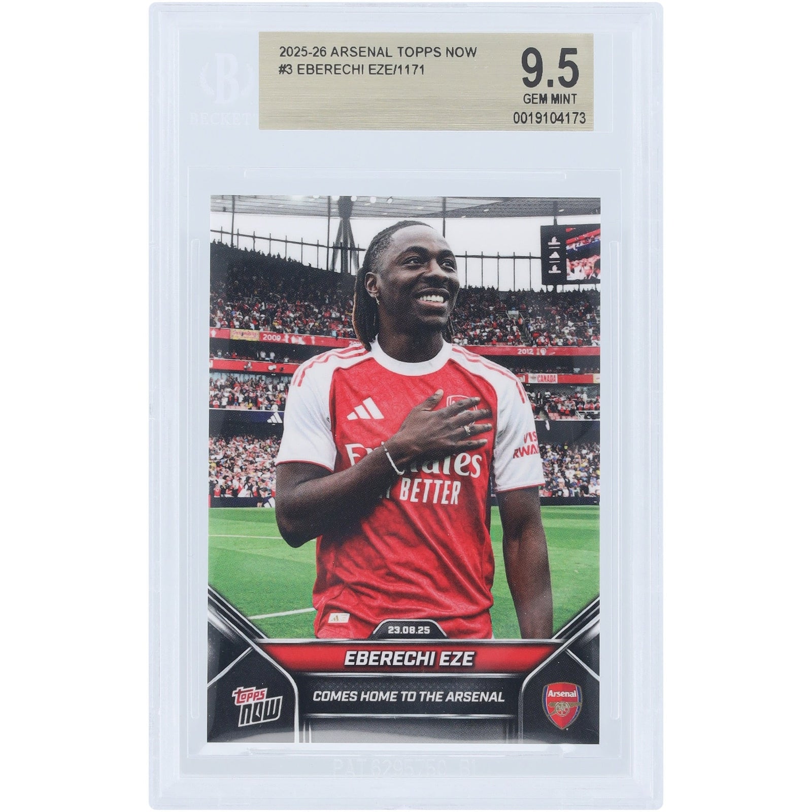 Eberechi Eze Arsenal 2025 - 26 Topps Now Comes Home to the Arsenal 3 BGS Authenticated 9.5 Card - The Ballers Bank