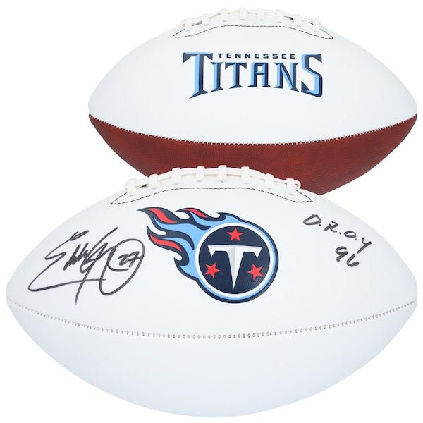 Eddie George Tennessee Titans Autographed Fanatics Authentic Franklin White Panel Football with "OROY 96" Inscription - The Ballers Bank
