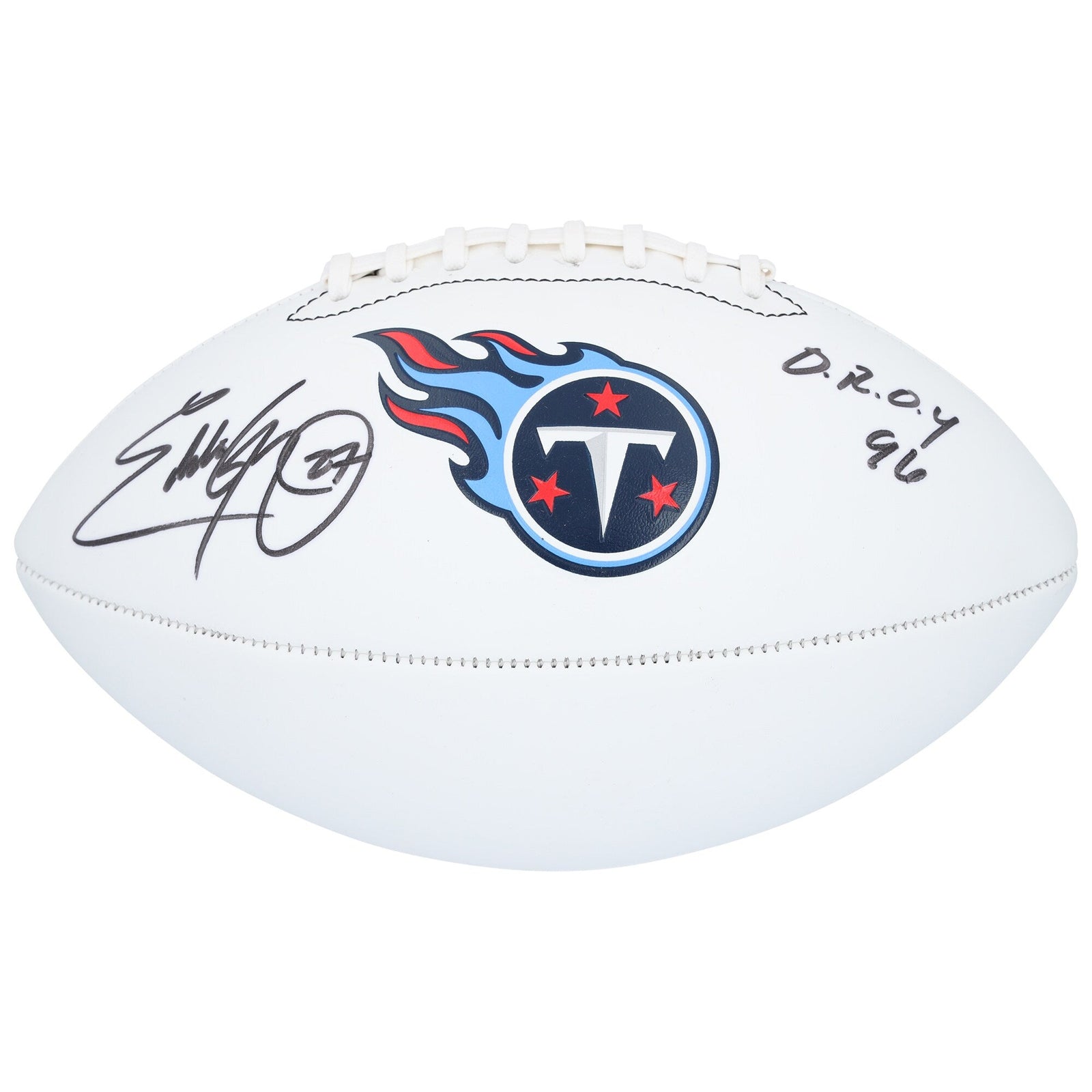 Eddie George Tennessee Titans Autographed Fanatics Authentic Franklin White Panel Football with "OROY 96" Inscription - The Ballers Bank