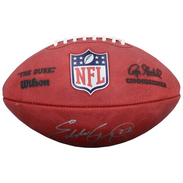 Eddie George Tennessee Titans Autographed Fanatics Authentic Wilson Duke Full Color Football with "ROY 96" Inscription - The Ballers Bank
