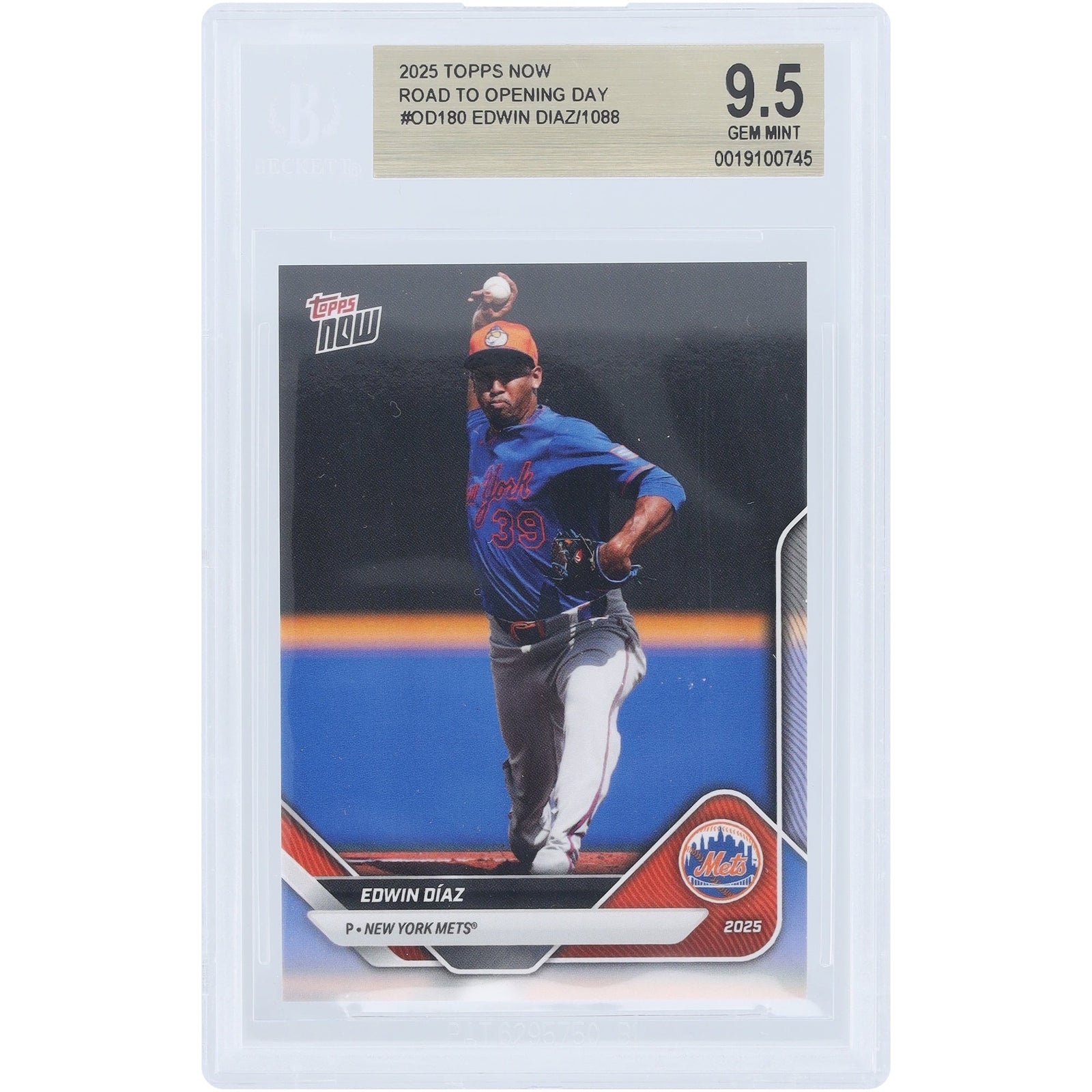 Edwin Díaz New York Mets 2025 Topps Now Road to Opening Day OD - 180 BGS Authenticated 9.5 Card - The Ballers Bank