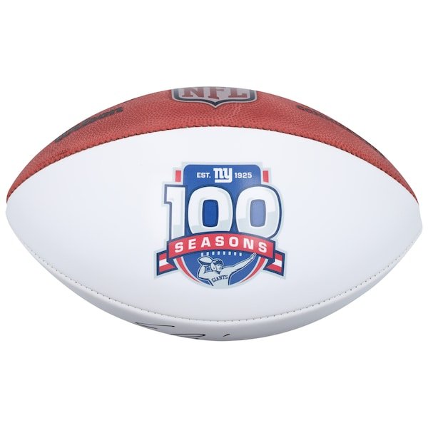 Eli Manning New York Giants Autographed Fanatics Authentic Wilson 100th Season White Panel Football - The Ballers Bank