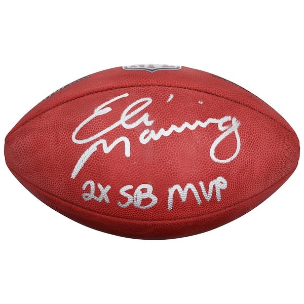Eli Manning New York Giants Fanatics Authentic Autographed Wilson Duke Full Color Football with "2x SB MVP" Inscription - The Ballers Bank