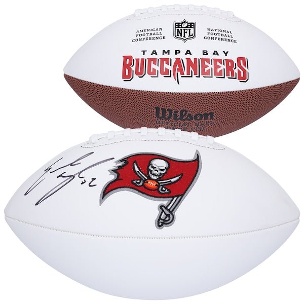 Emeka Egbuka Tampa Bay Buccaneers Autographed Fanatics Authentic Wilson White Panel Football - The Ballers Bank