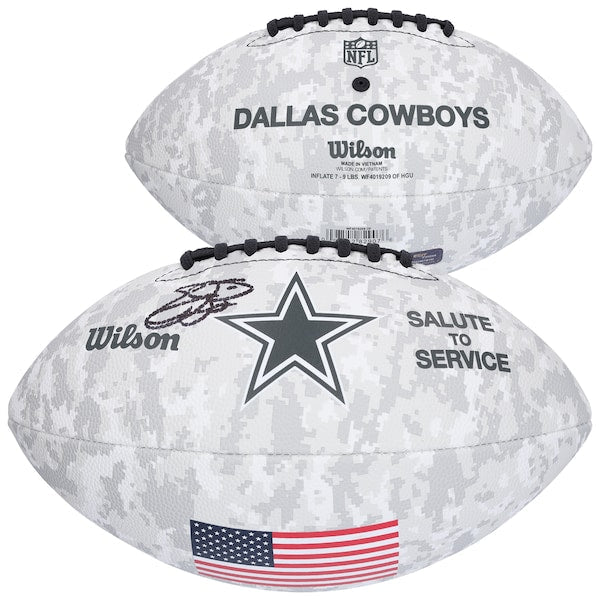 Emmitt Smith Dallas Cowboys Autographed Fanatics Authentic 2024 Salute To Service Wilson Football - The Ballers Bank