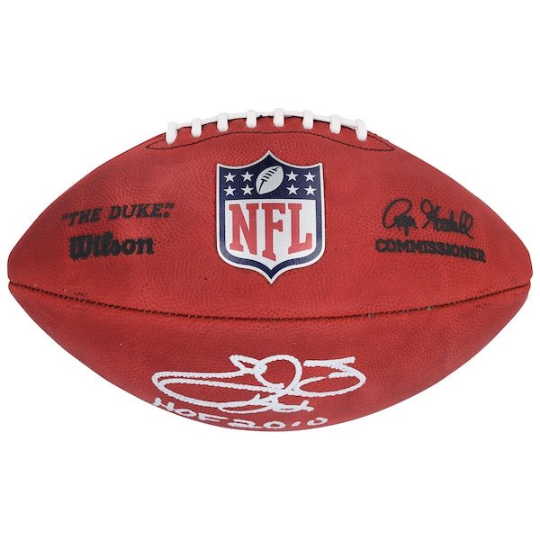 Emmitt Smith Dallas Cowboys Autographed Fanatics Authentic Wilson Duke Full Color Football with "HOF 2010" Inscription - The Ballers Bank