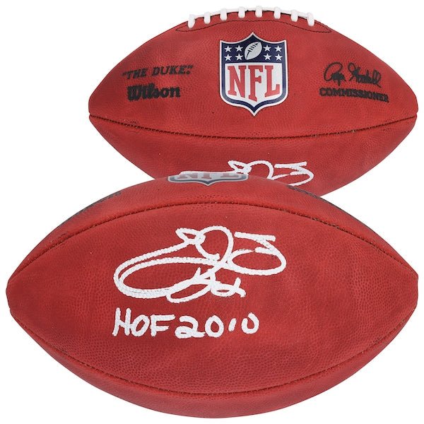 Emmitt Smith Dallas Cowboys Autographed Fanatics Authentic Wilson Duke Full Color Football with "HOF 2010" Inscription - The Ballers Bank
