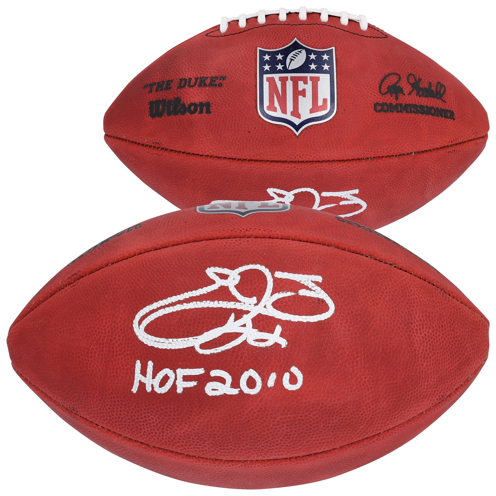 Emmitt Smith Dallas Cowboys Autographed Fanatics Authentic Wilson Duke Full Color Football with "HOF 2010" Inscription - The Ballers Bank