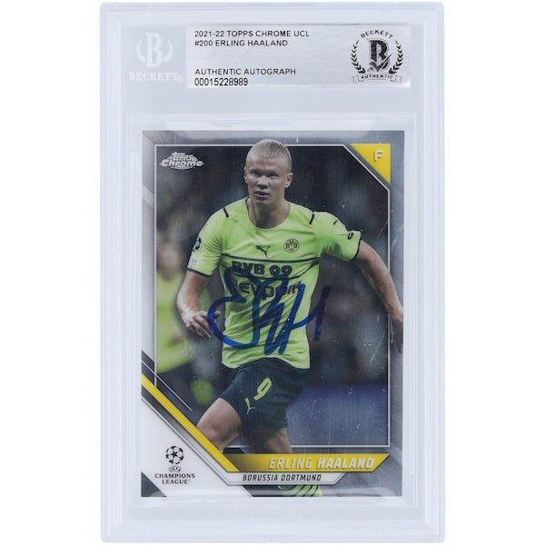 Erling Haaland Borussia Dortmund Autographed 2021 - 22 Topps Chrome UCL 200 BAS Authenticated Card - The Ballers Bank