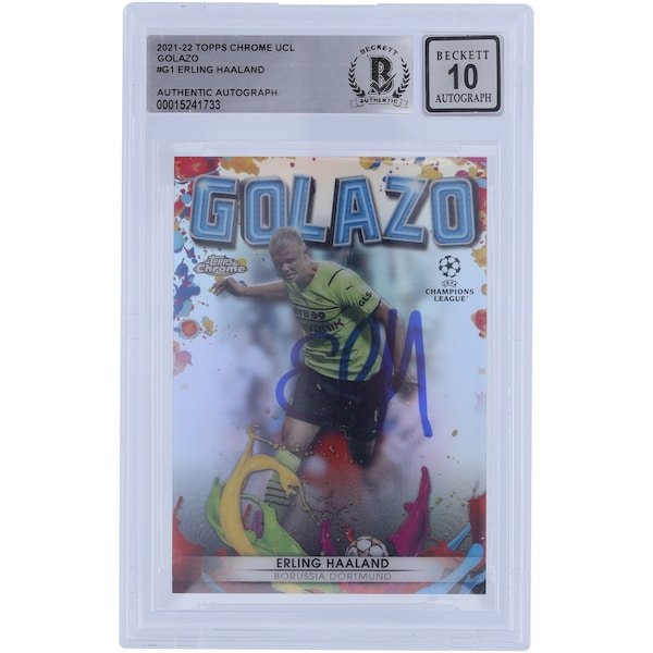 Erling Haaland Borussia Dortmund Autographed 2021 Topps Chrome Golazo G - 1 BAS Authenticated 10 Card - The Ballers Bank