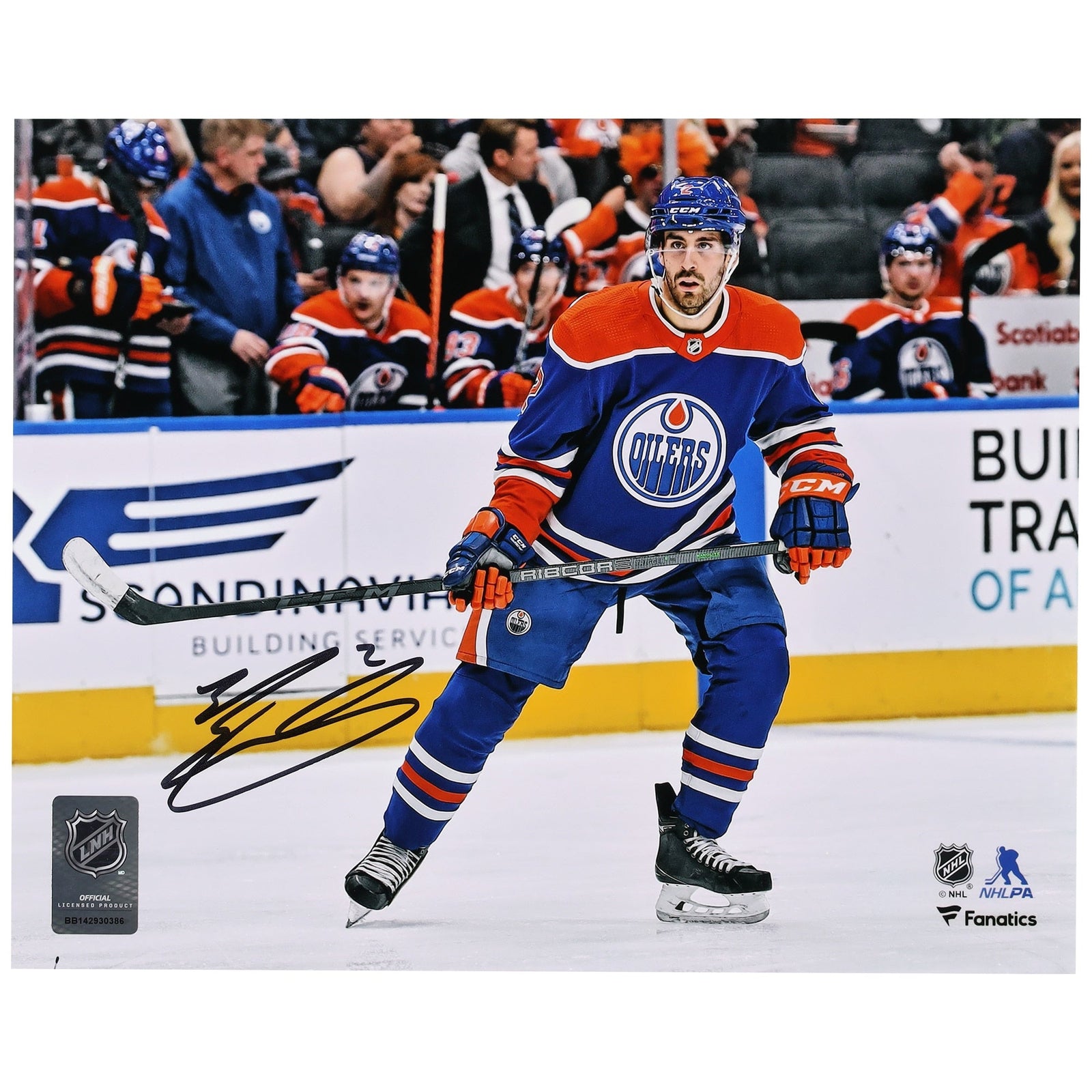 Evan Bouchard Edmonton Oilers Fanatics Authentic Autographed 8" x 10" Blue Jersey Skating Photograph - The Ballers Bank