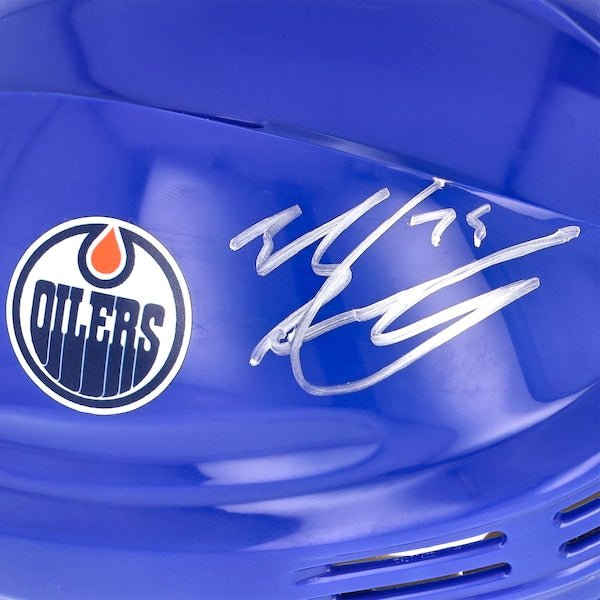 Evan Bouchard Edmonton Oilers Fanatics Authentic Autographed Blue Mini Helmet - The Ballers Bank