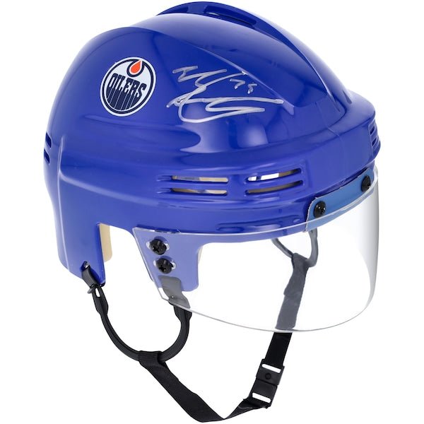 Evan Bouchard Edmonton Oilers Fanatics Authentic Autographed Blue Mini Helmet - The Ballers Bank