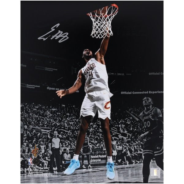 Evan Mobley Cleveland Cavaliers Autographed Fanatics Authentic 11" x 14" White Jersey Dunk Spotlight Photograph - The Ballers Bank