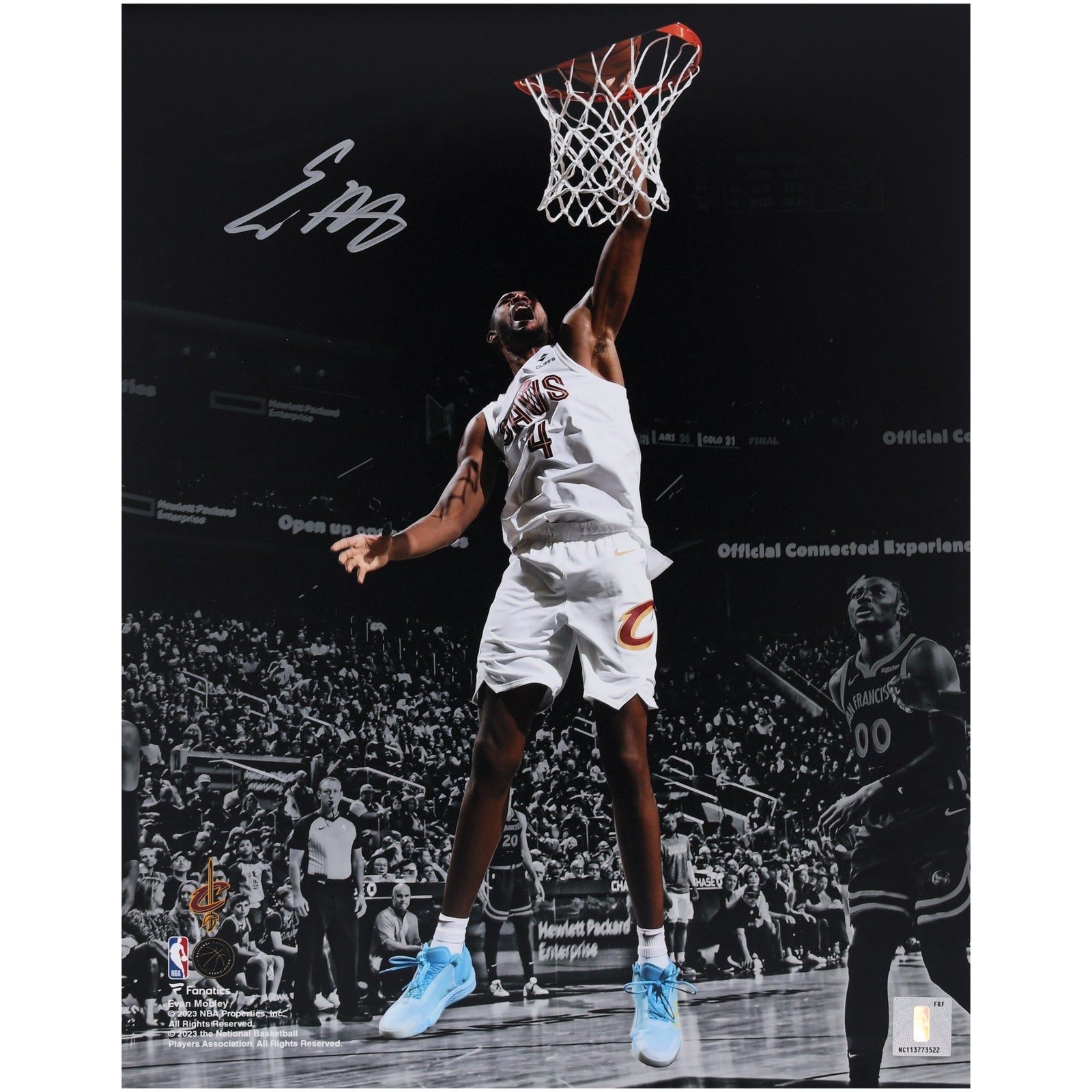 Evan Mobley Cleveland Cavaliers Autographed Fanatics Authentic 11" x 14" White Jersey Dunk Spotlight Photograph - The Ballers Bank