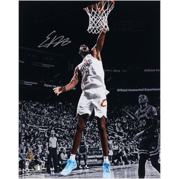Evan Mobley Cleveland Cavaliers Autographed Fanatics Authentic 16" x 20" White Jersey Dunk Spotlight Photograph - The Ballers Bank