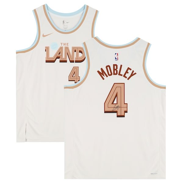 Evan Mobley Cleveland Cavaliers Autographed Fanatics Authentic White Nike 2022 - 23 City Edition Swingman Jersey - The Ballers Bank