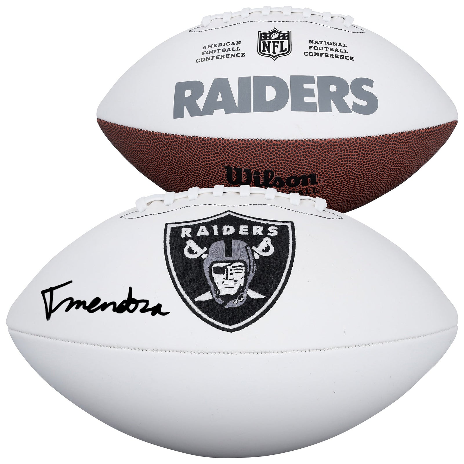 Fernando Mendoza Las Vegas Raiders Autographed Fanatics Authentic Wilson White Panel Football - The Ballers Bank