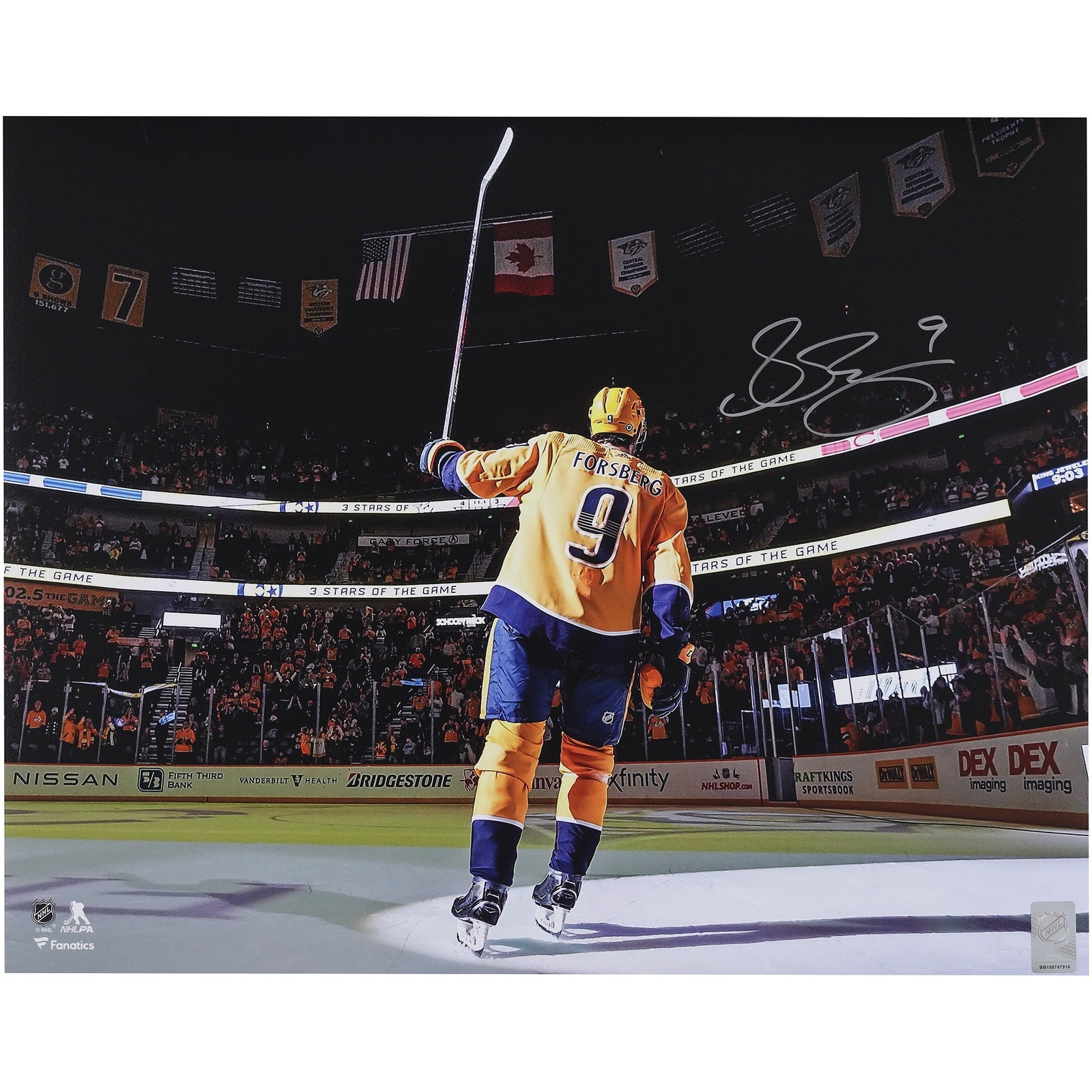 Filip Forsberg Nashville Predators Autographed Fanatics Authentic 16" x 20" Gold Jersey Saluting the Crowd Photograph - The Ballers Bank