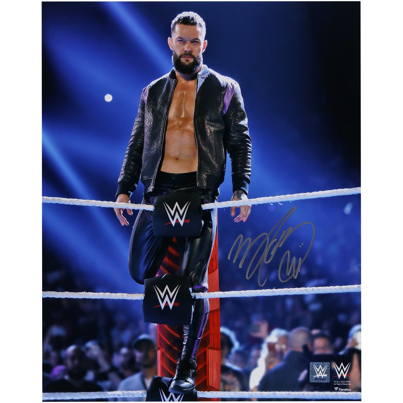 Finn Bálor WWE Autographed Fanatics Authentic 16" x 20" Sitting on Top Turnbuckle with Jacket On Photograph - The Ballers Bank