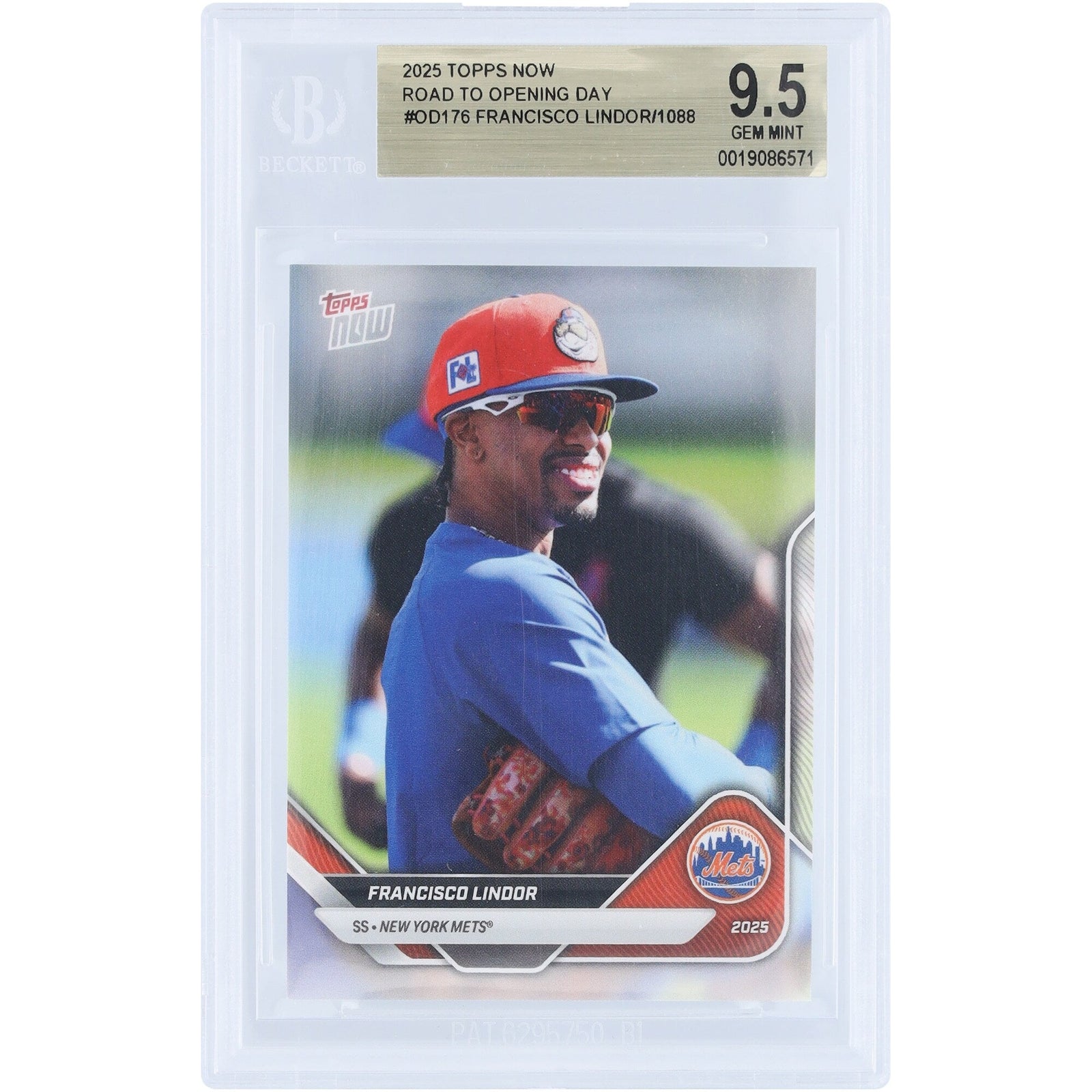 Francisco Lindor New York Mets 2025 Topps Now Road to Opening Day OD - 176 BGS Authenticated 9.5 Card - The Ballers Bank